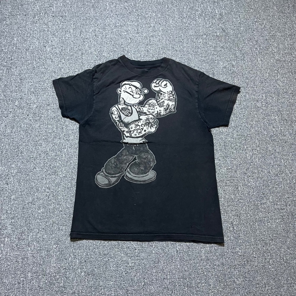 Popeye The Sailor Man T-Shirt Size M Black Tattoo Graphic Streetwear Tee